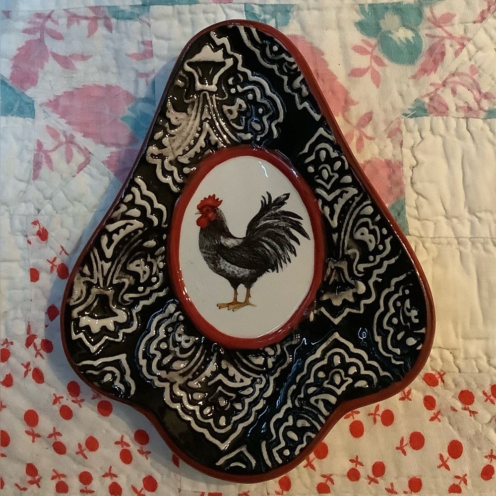 Cracker Barrel Ceramic Rooster Spoon Rest - Farmhouse